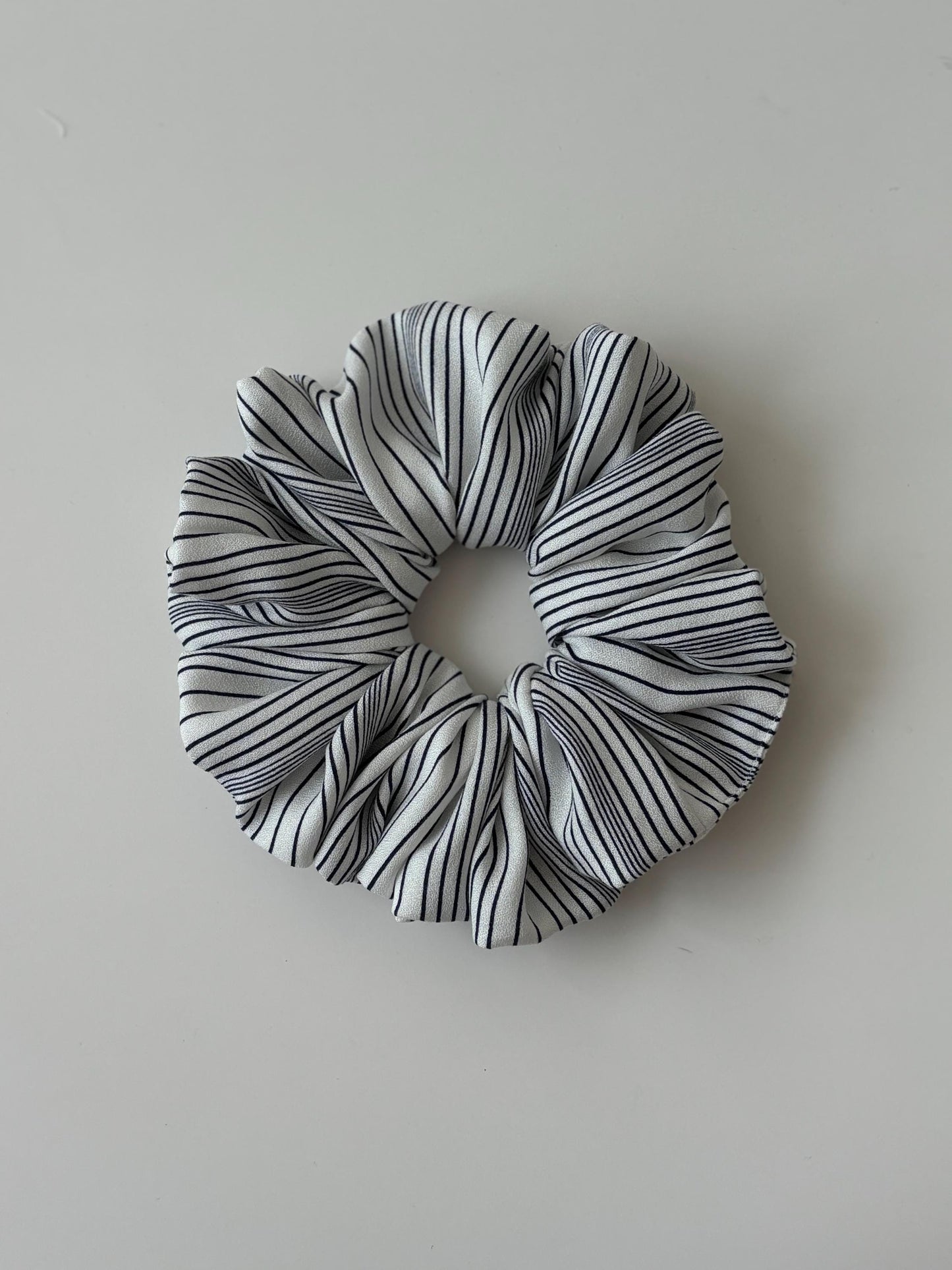Black & White Striped Scrunchies: Handmade Polyester Hair Tie
