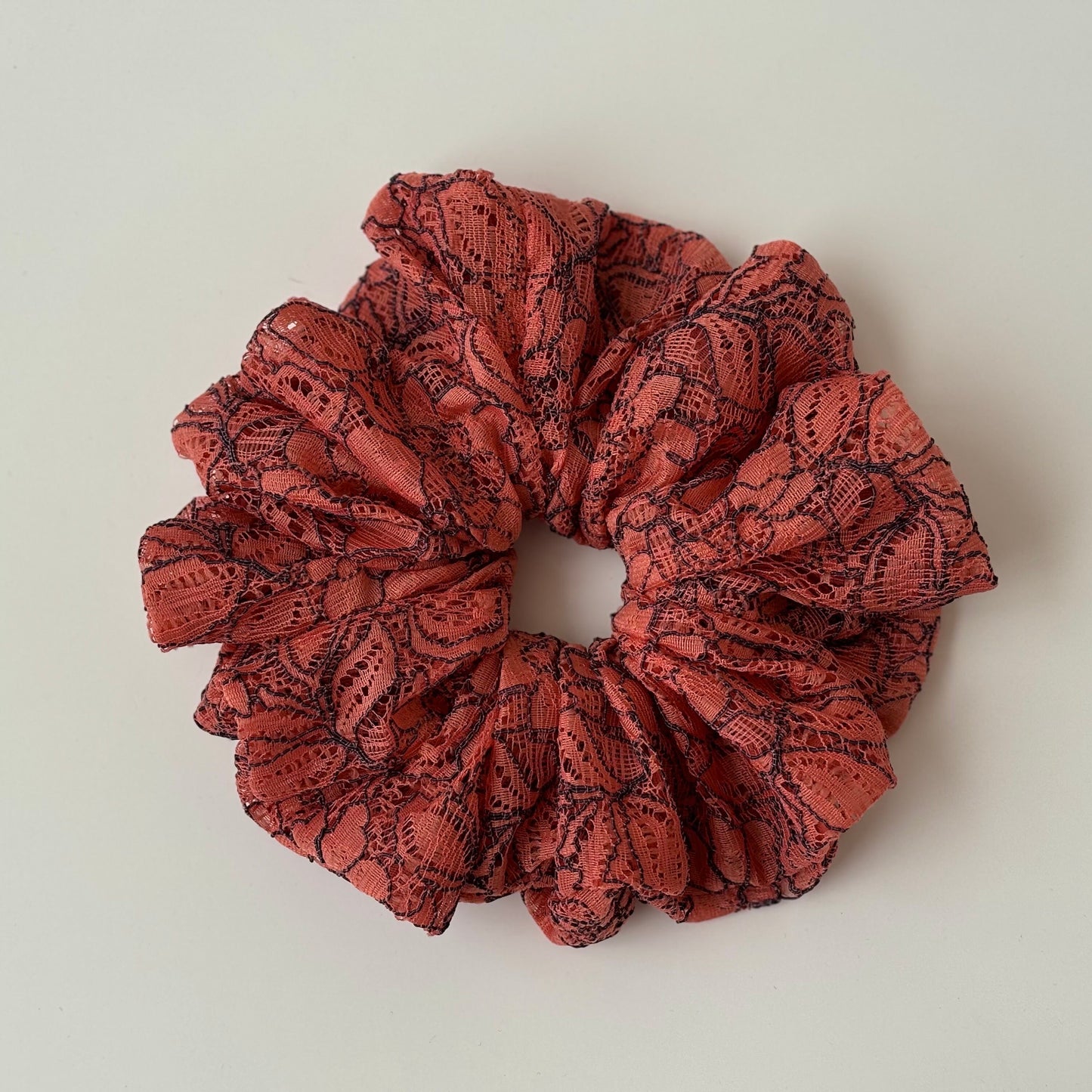 Fall Autumn Scrunchies | Orange Black Lace Elegant Hair Scrunchies for Effortless Style | Handmade Scrunchies