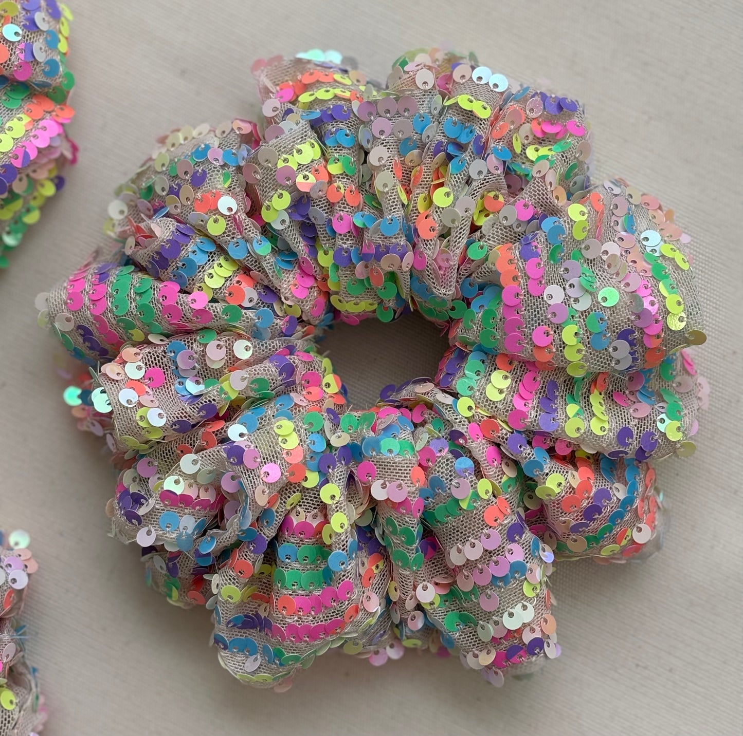 Multicolor Rainbow Sequins Scrunchies
