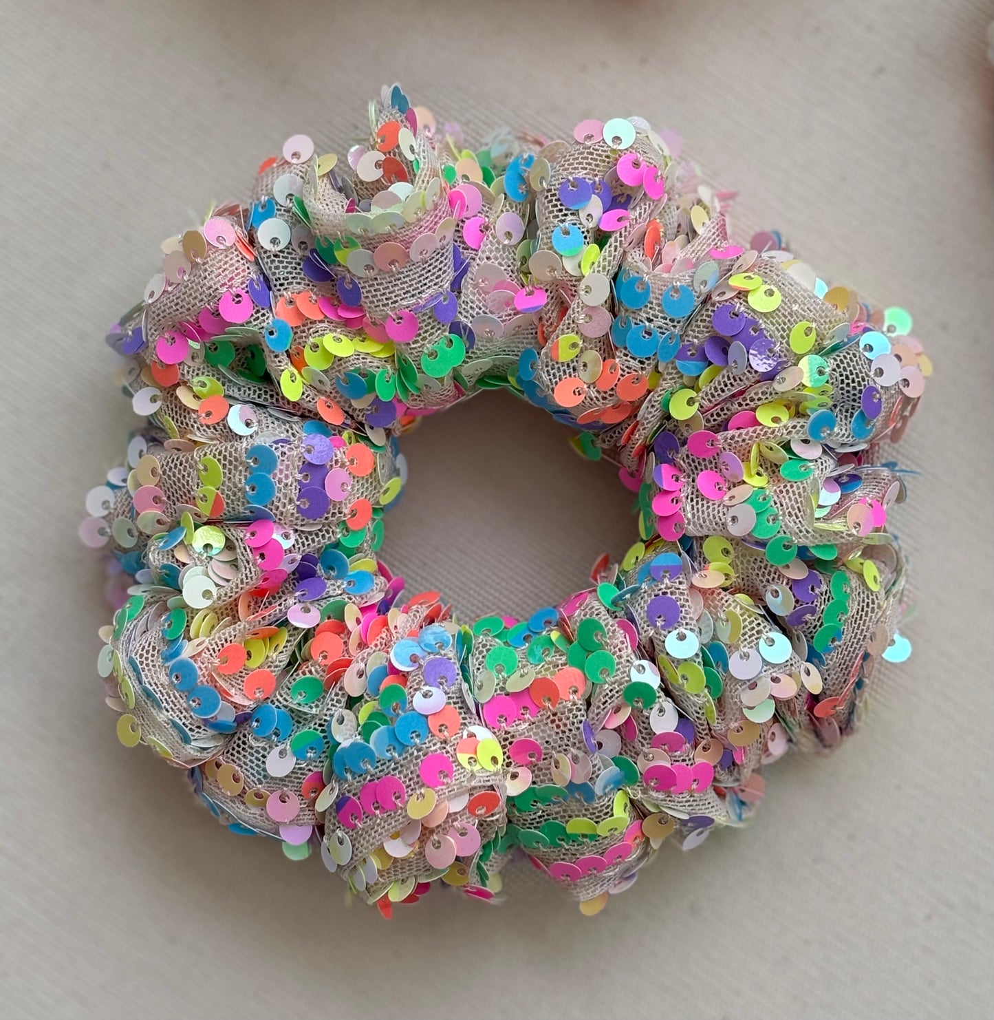 Multicolor Rainbow Sequins Scrunchies