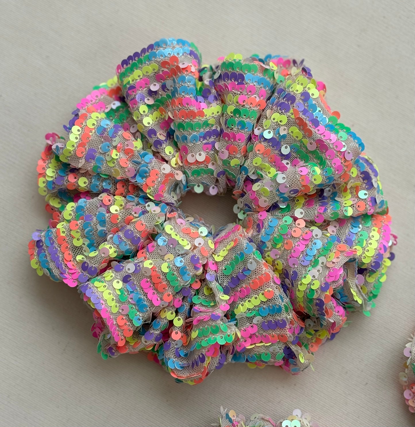 Multicolor Rainbow Sequins Scrunchies